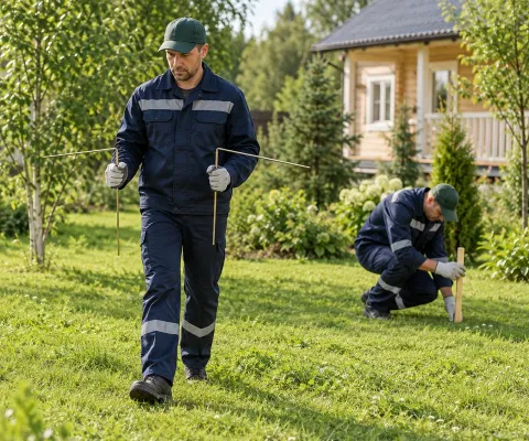 Мастер ищет водяную жилу на участке